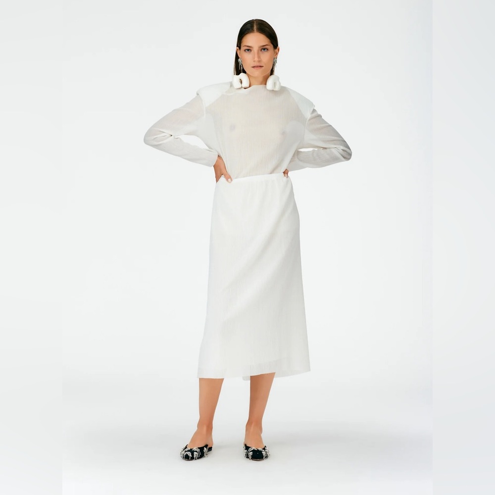 Tibi Crepe Gauze Pull On Skirt